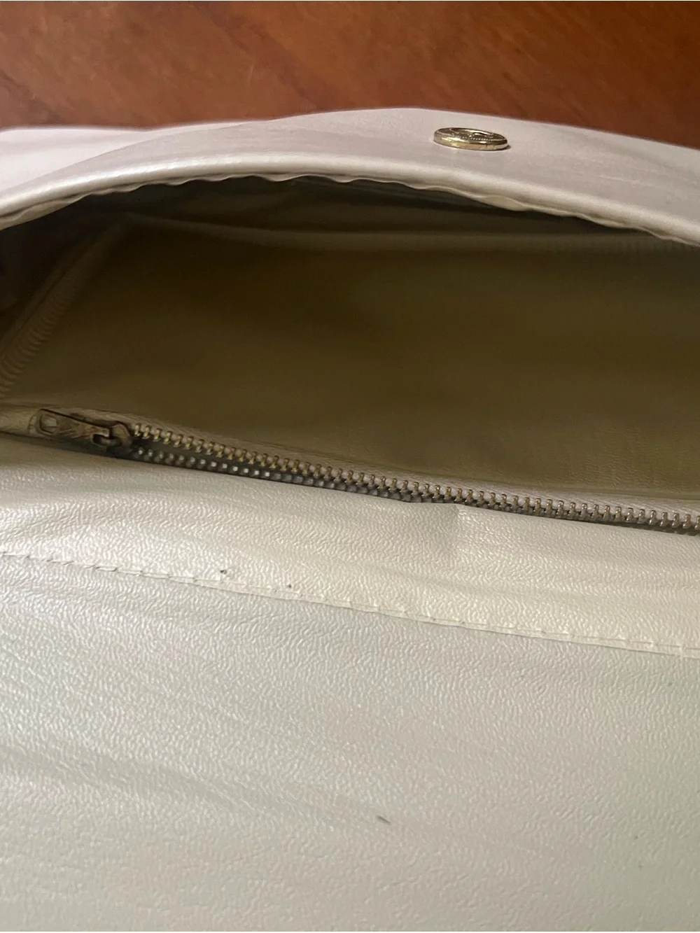 Vintage Ivory Envelope Clutch Purse Minimalist Cream Evening Bag 1970s 1980s